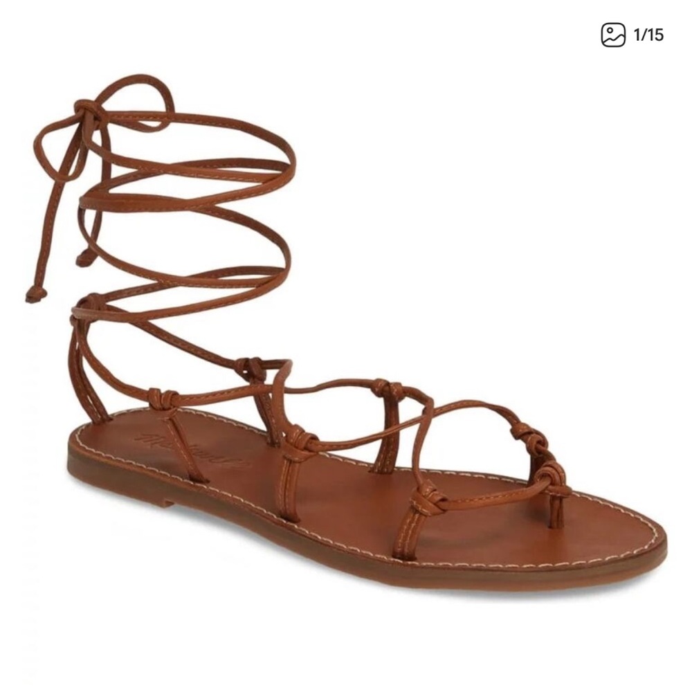 Madewell English Saddle Leather Lace-Up Sandals